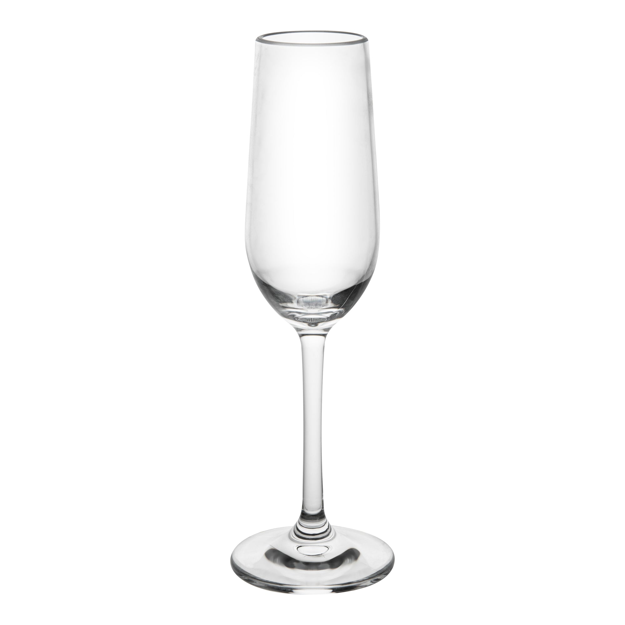 Bev Tek 6 oz Polycarbonate Champagne Flute - 2 3/4" x 2 3/4" x 8 3/4" - 48 count box