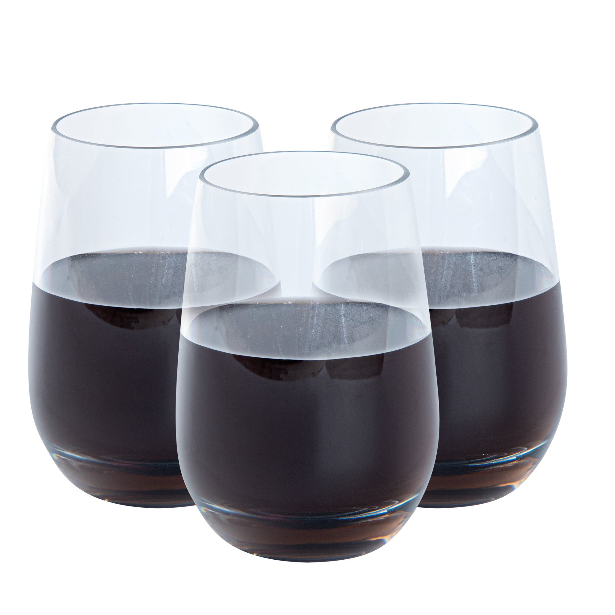 Bev Tek 17 oz Polycarbonate Stemless Wine Glass - 3 1/2" x 3 1/2" x 5" - 48 count box