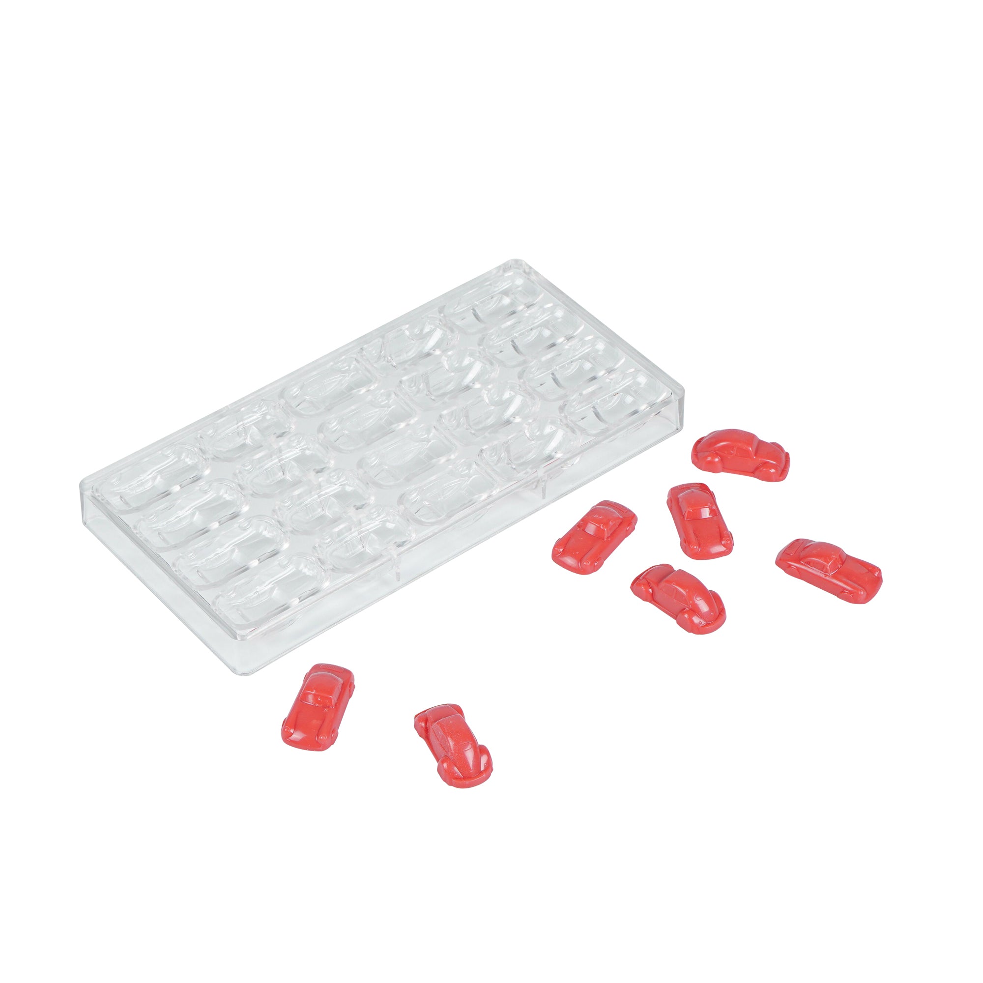 Pastry Tek Polycarbonate 3D Car Candy / Chocolate Mold - 20-Compartment - 10 count box