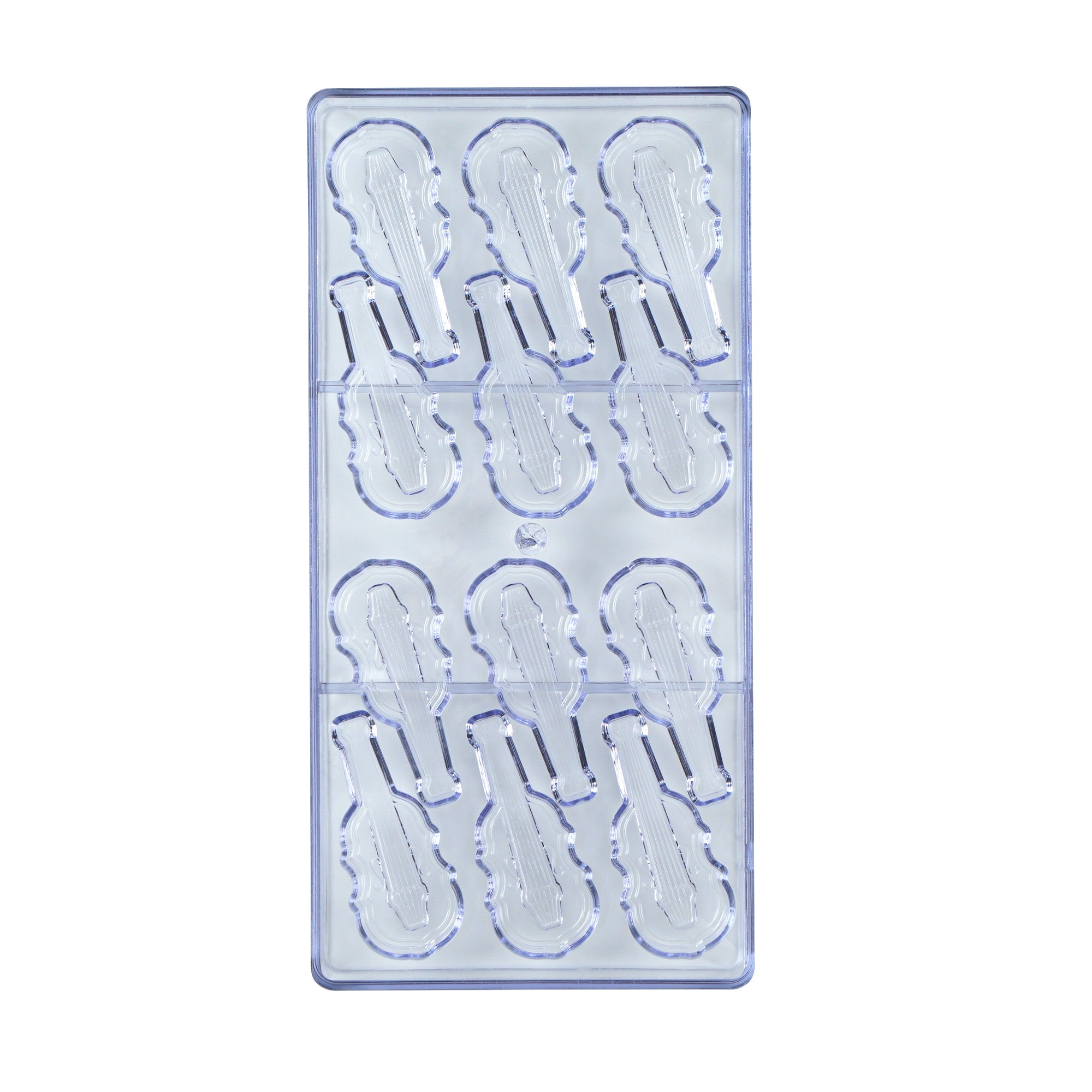 Pastry Tek Polycarbonate Violin Candy / Chocolate Mold - 12-Compartment - 10 count box