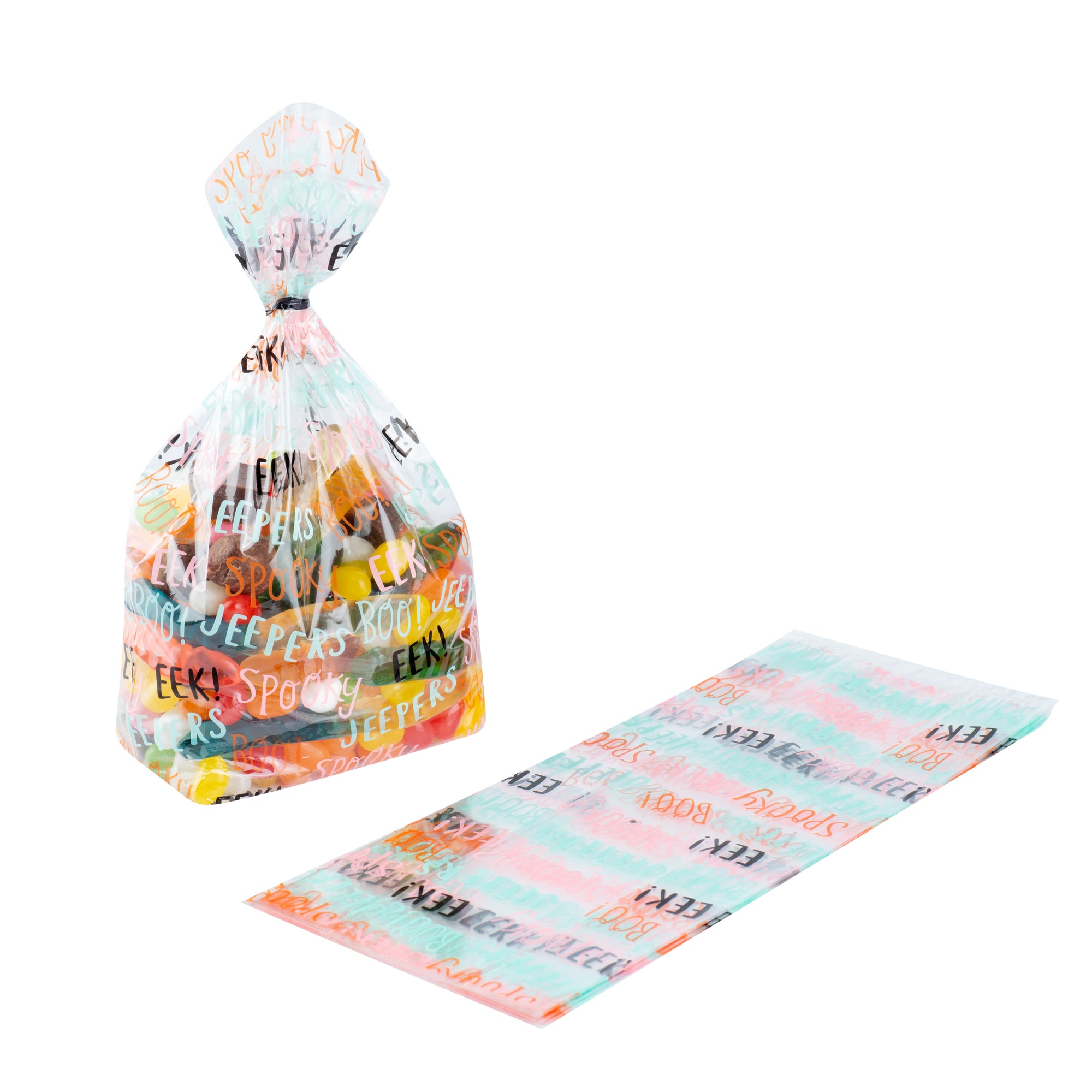 Bag Tek Plastic Candy Bag - Halloween Words, Gusseted - 4" x 2" x 9 1/2" - 4000 count box