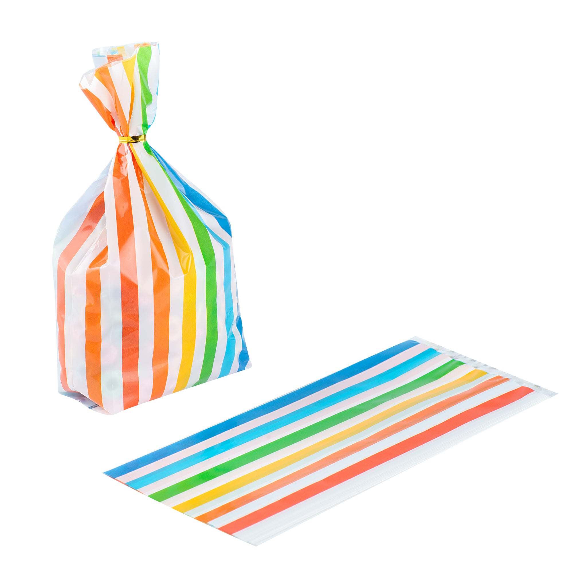 Bag Tek Plastic Candy Bag - Rainbow, Gusseted - 4" x 2" x 9 1/2" - 4000 count box