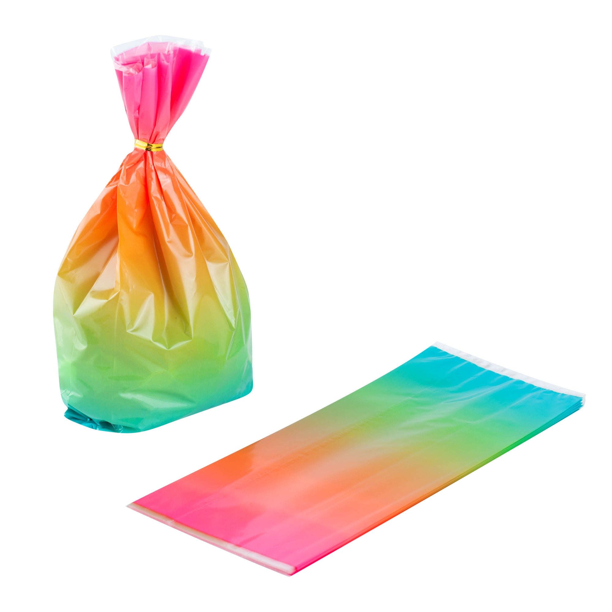 Bag Tek Plastic Candy Bag - Rainbow Ombre, Gusseted - 4" x 2" x 9 1/2" - 4000 count box