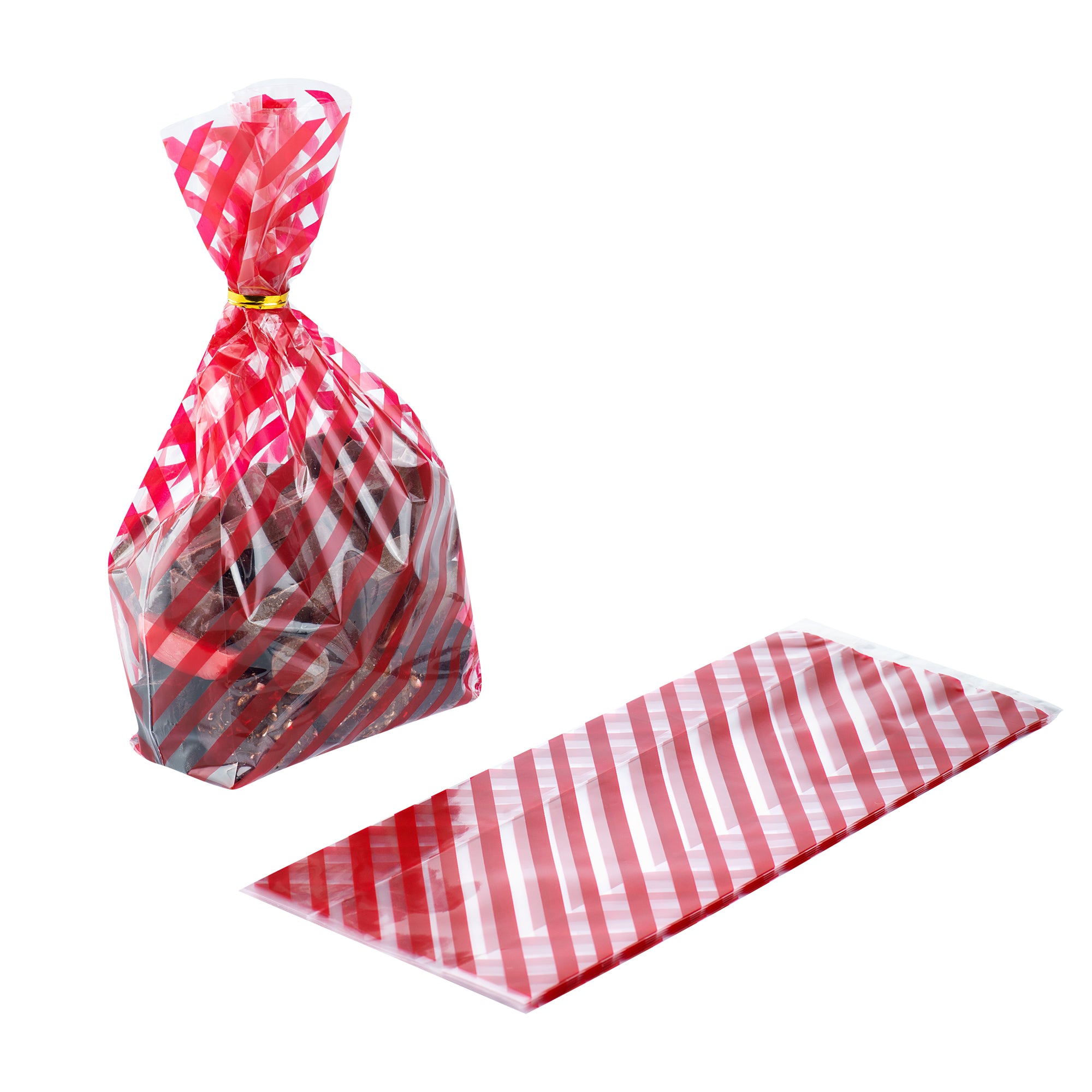 Bag Tek Plastic Candy Bag - Stripes, Gusseted - 4" x 2" x 9 1/2" - 4000 count box