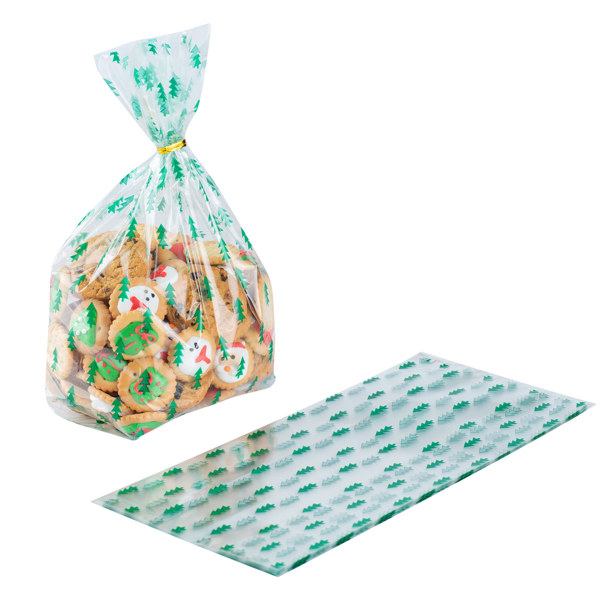 Bag Tek Plastic Candy Bag - Christmas Trees, Gusseted - 5" x 3" x 11" - 4000 count box