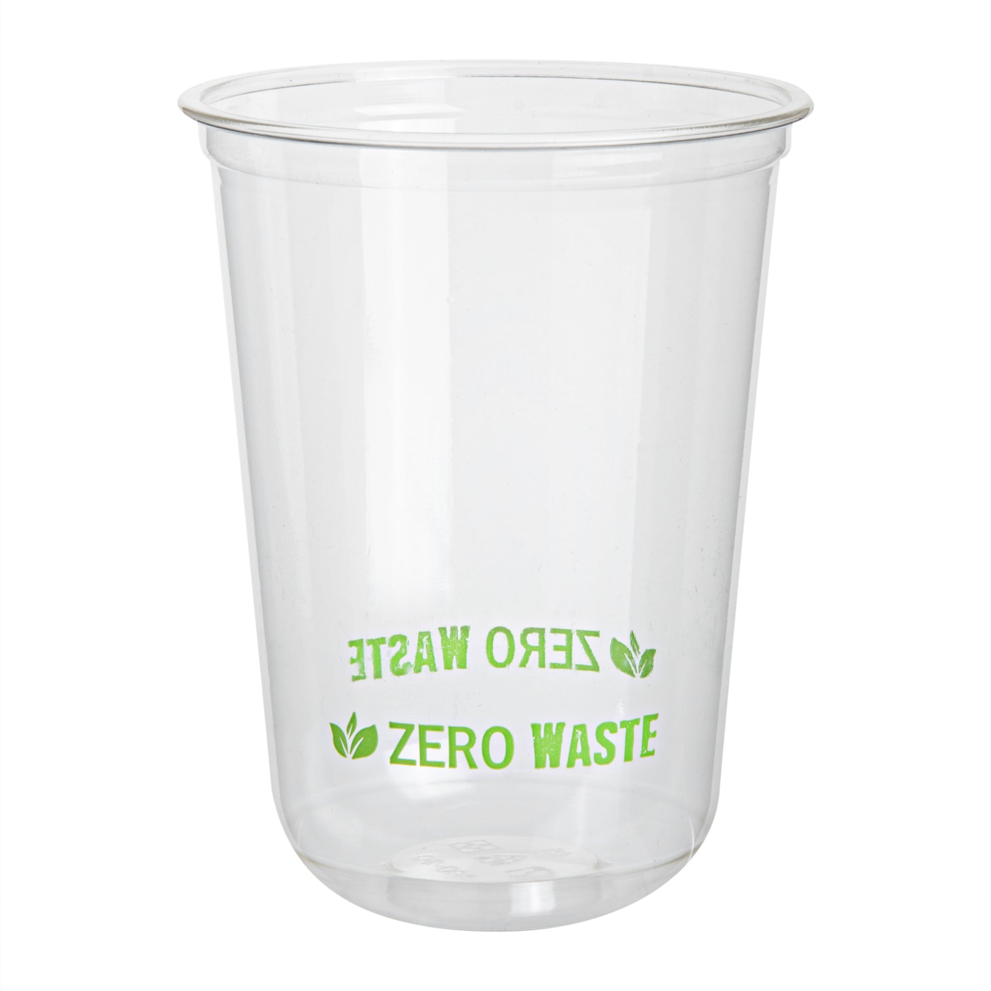 Zero Waste 16 oz U-Shape Clear PLA Plastic Drinking Cup - Compostable, Rounded Bottom - 3 1/2" x 3 1/2" x 4 3/4" - 1000 count box