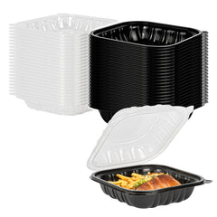 Thermo Tek 34 oz Black Plastic Clamshell Container - Microwavable - 8