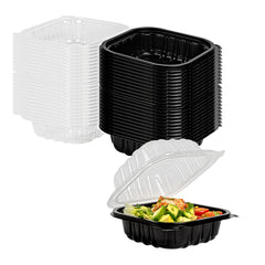 Thermo Tek 16 oz Black Plastic Clamshell Container - Microwavable - 6