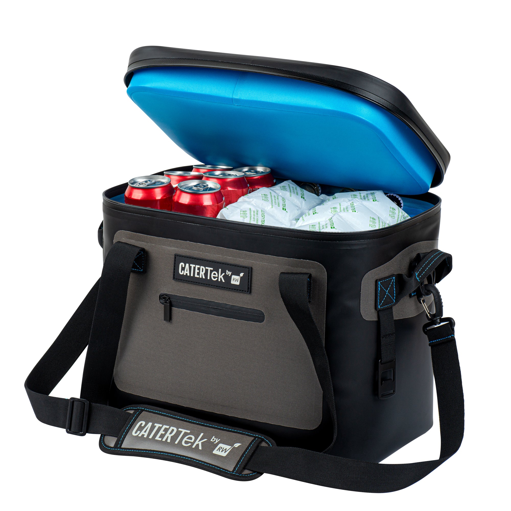 Cater Tek Black and Gray Insulated Soft Cooler - Holds 30 Cans, with Bottle Opener - 18 1/2" x 10 3/4" x 12 3/4" - 1 count box