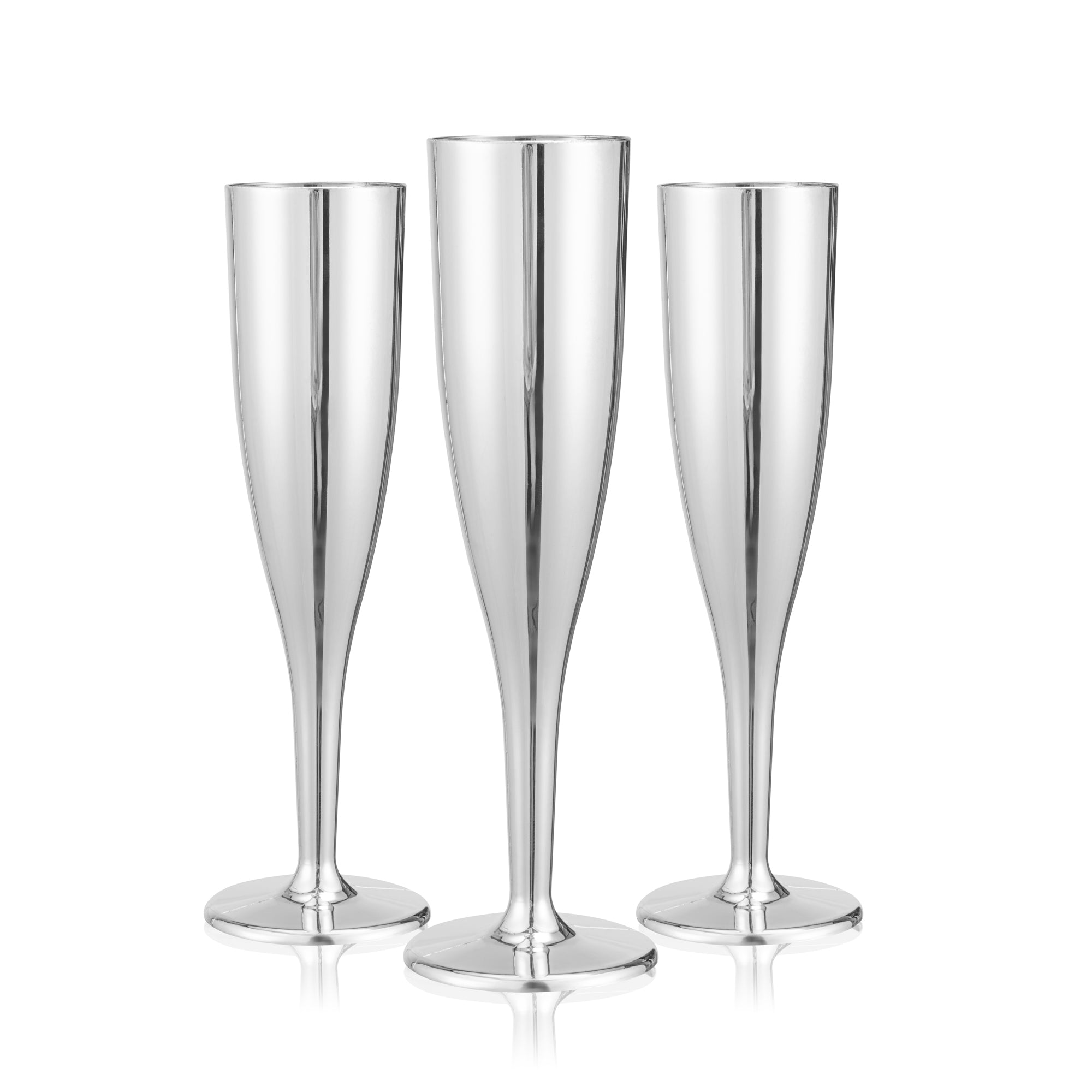 RW Base 5 oz Mirrored Plastic Champagne Flute - 2" x 2" x 8" - 100 count box