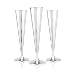 RW Base 5 oz Mirrored Plastic Champagne Flute - Vertical Cut - 2