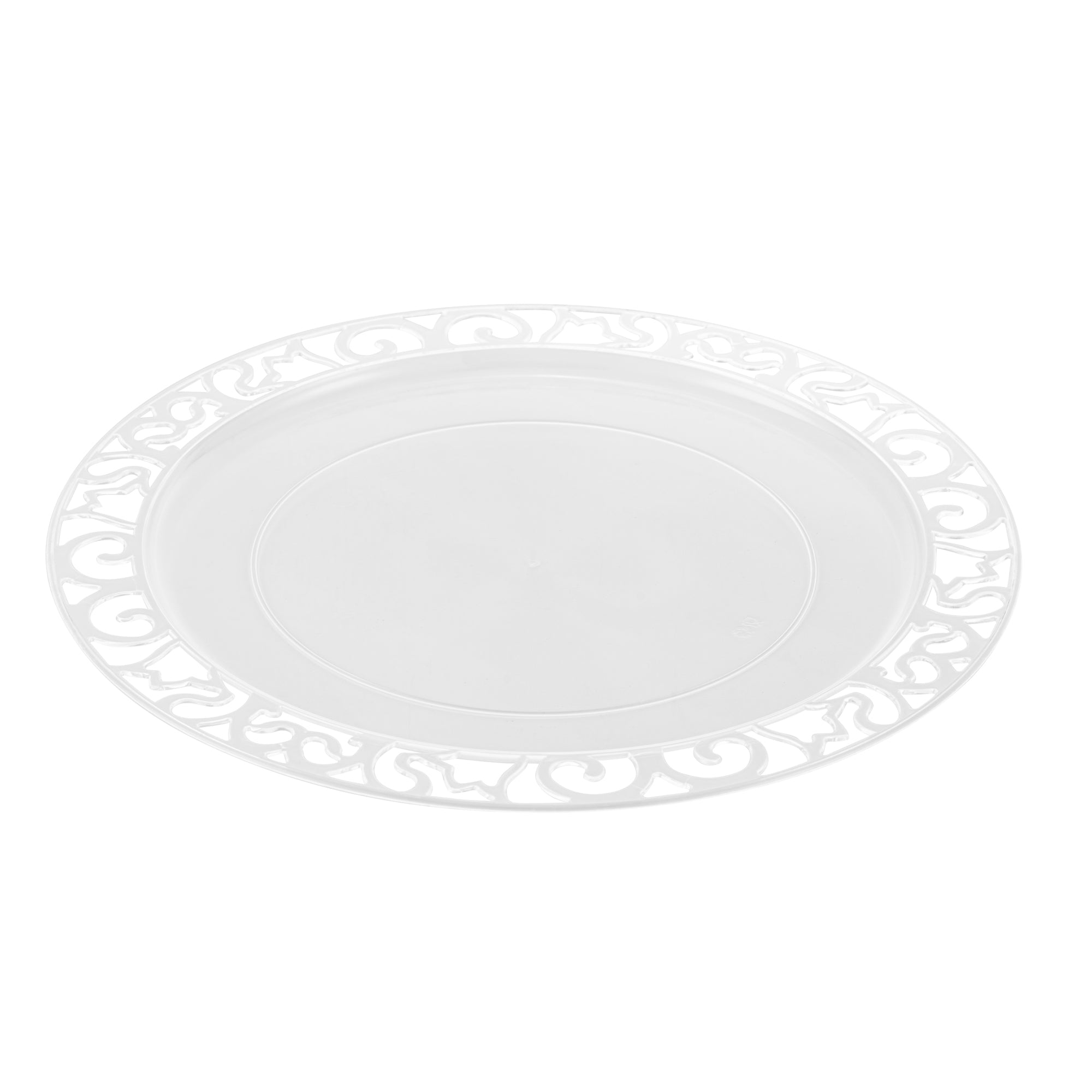 Maxi Serve Round Clear Plastic Plate - with Lace Rim - 11 3/4" x 11 3/4" - 100 count box