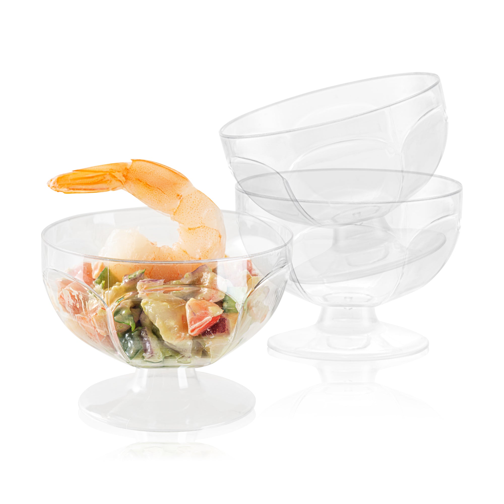 Mini Serve 3 oz Clear Plastic Footed Bowl - 3" x 3" x 2 1/4" - 100 count box