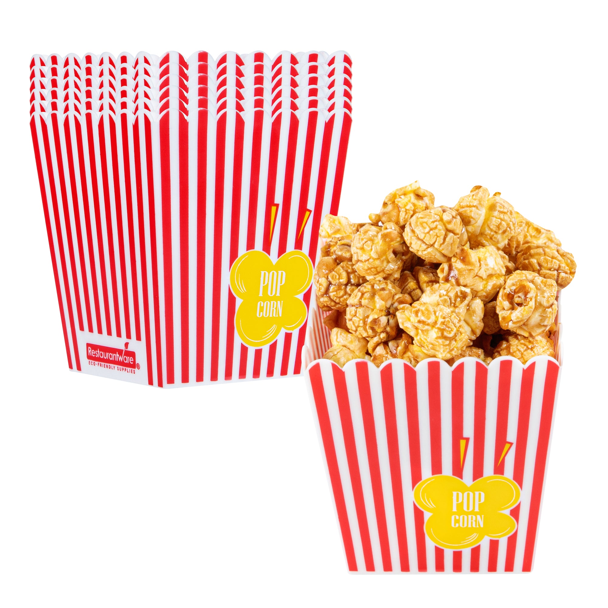 Maxi Serve 16 oz Red Plastic Popcorn Container - 10 count box