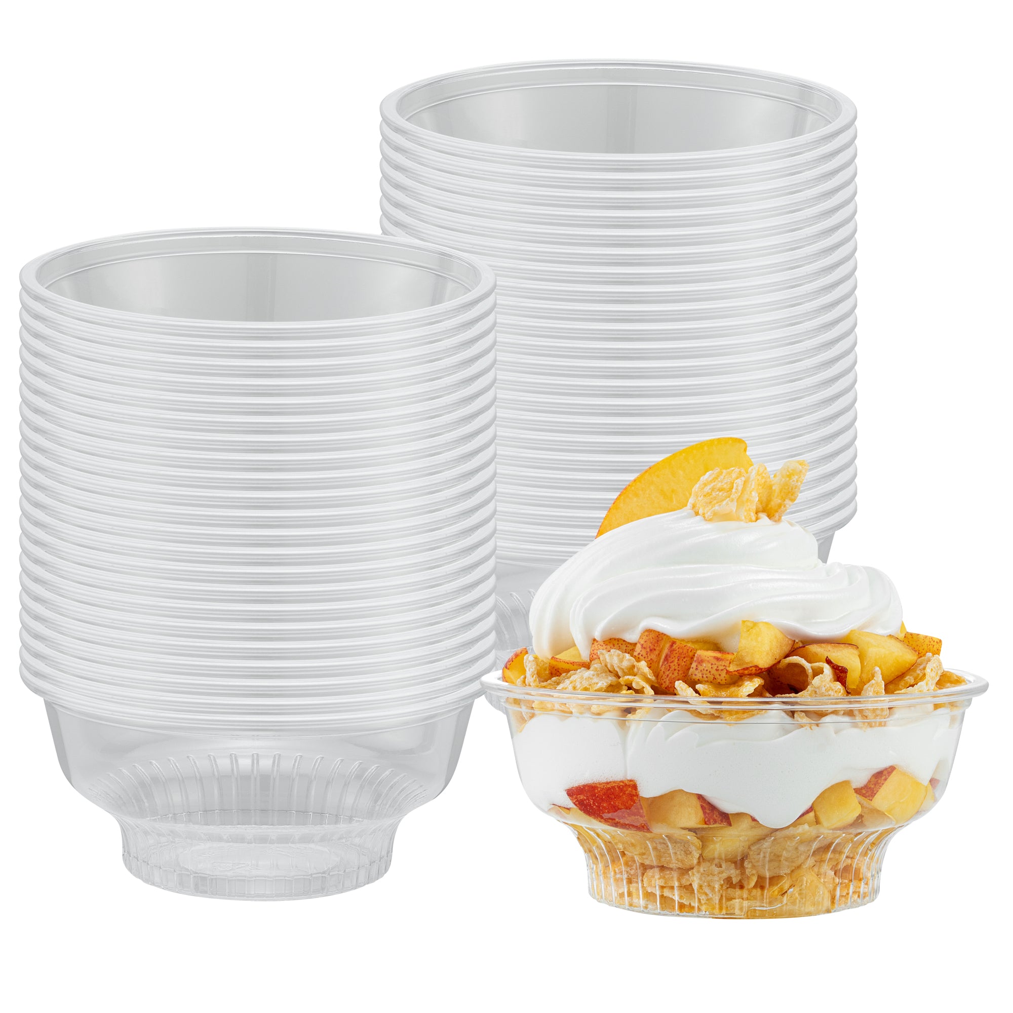 RW Base 5 oz Round Clear Plastic Dessert Cup - 3 3/4" x 3 3/4" x 1 3/4" - 500 count box