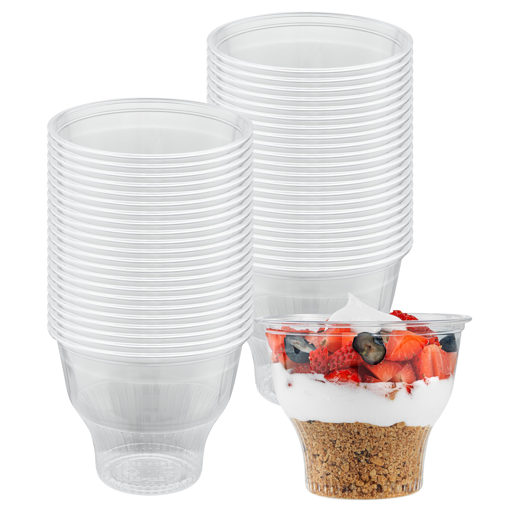 RW Base 14 oz Round Clear Plastic Dessert Cup - 3 3/4" x 3 3/4" x 3 1/2" - 500 count box