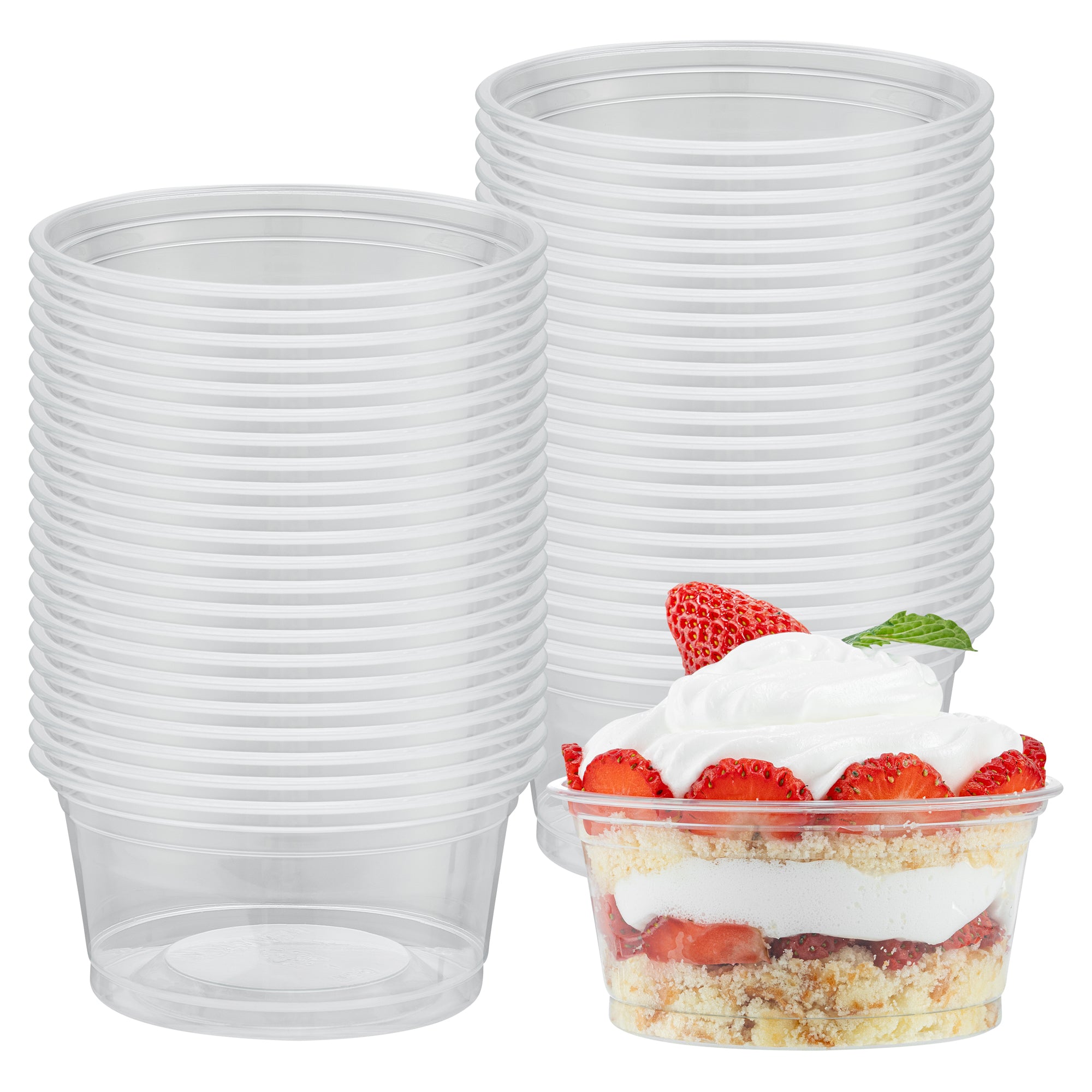 RW Base 6 oz Round Clear Plastic Dessert Cup - 3 3/4" x 3 3/4" x 1 3/4" - 500 count box