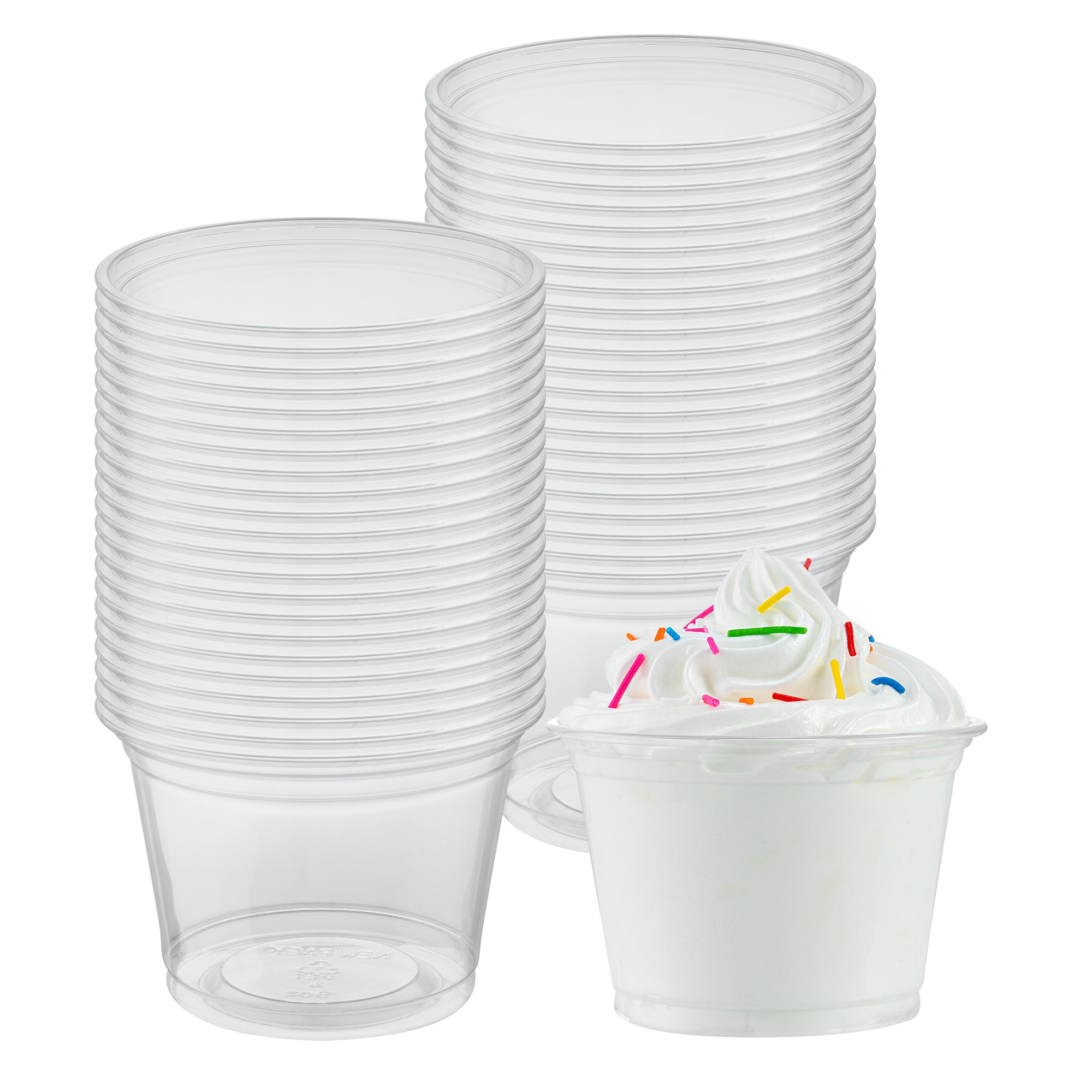 RW Base 9 oz Round Clear Plastic Dessert Cup - 3 3/4" x 3 3/4" x 2 3/4" - 500 count box