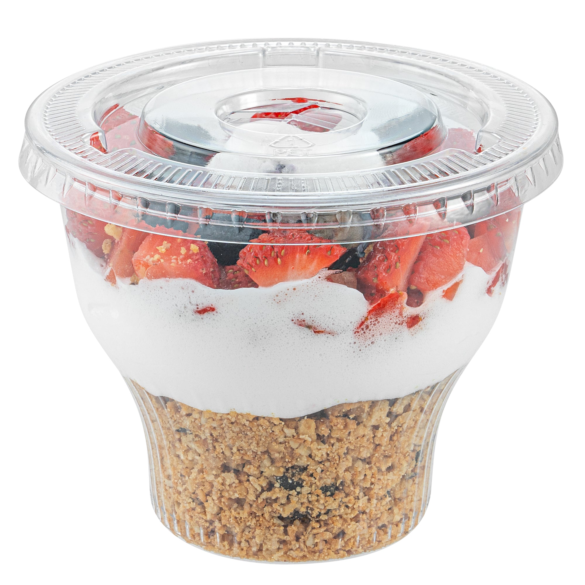 RW Base Round Clear Plastic Flat Lid - Fits Plastic Dessert Cup - 3 3/4" x 3 3/4" - 500 count box