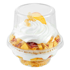 RW Base Round Clear Plastic Tall Dome Lid - Fits Plastic Dessert Cup - 3 3/4