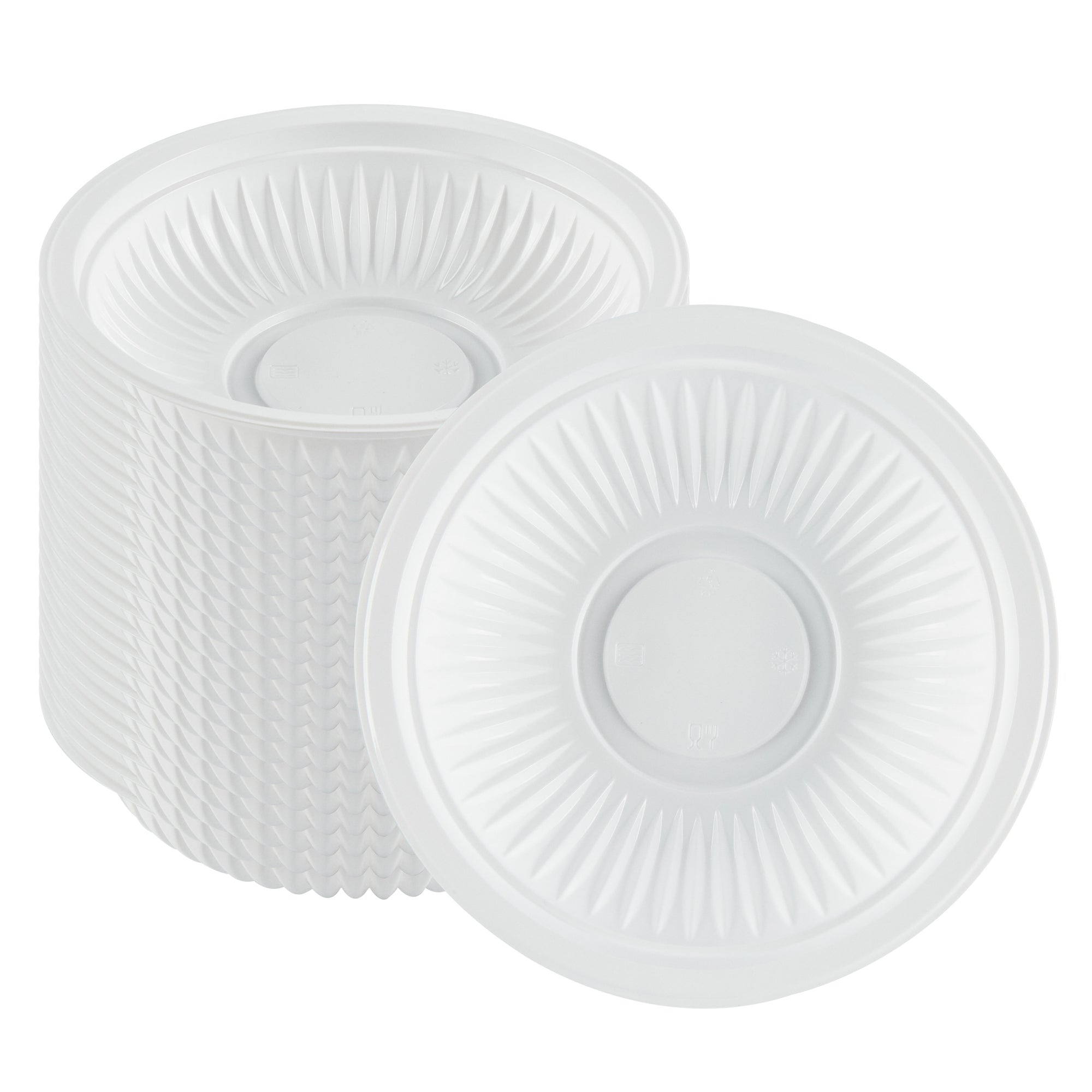 RW Base 34 oz Round White Plastic Bowl - Microwavable - 9" x 9" x 2" - 100 count box