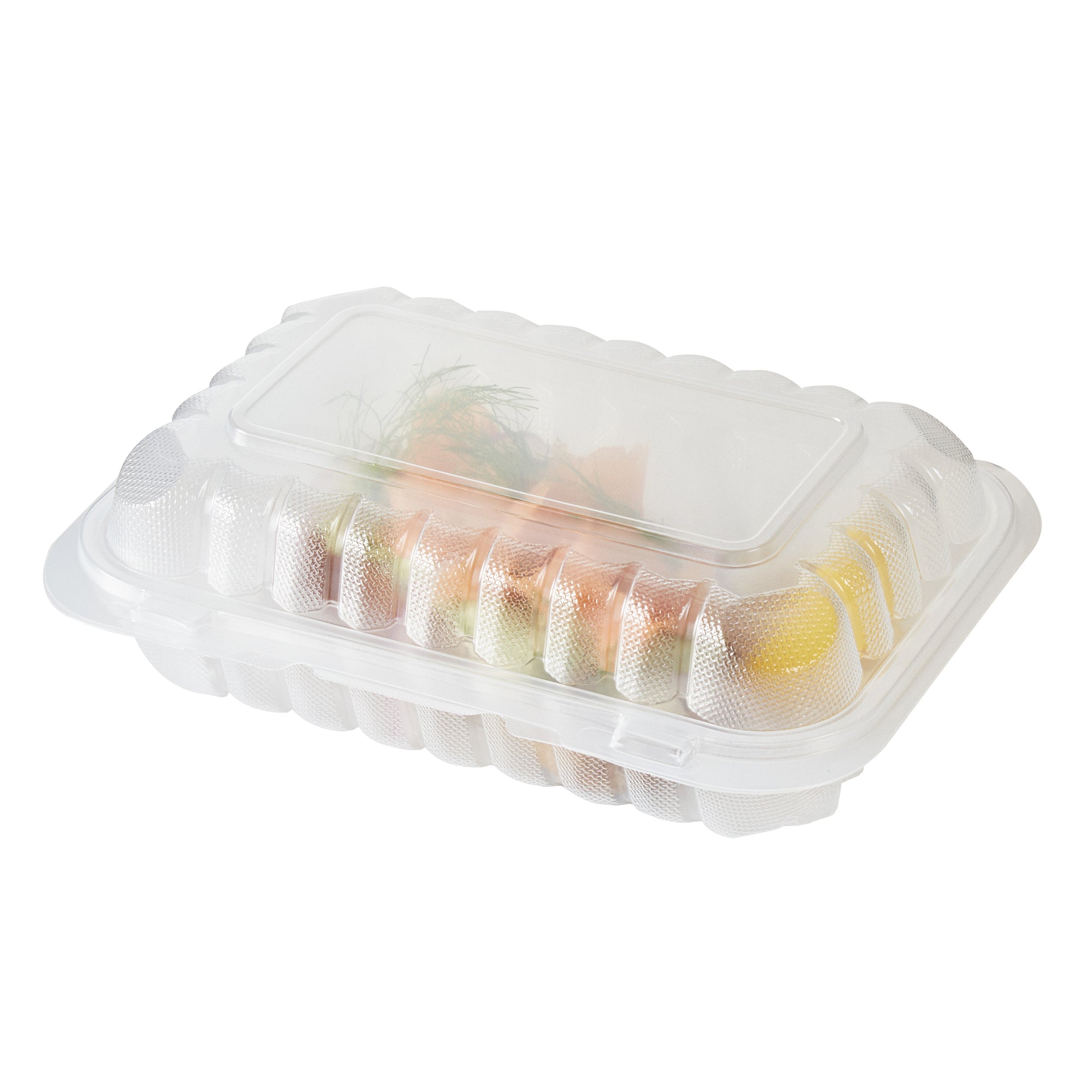 RW Base 29 oz Rectangle Clear Plastic Clamshell Container - Anti-Fog, Microwavable - 9" x 6" x 2 3/4" - 100 count box