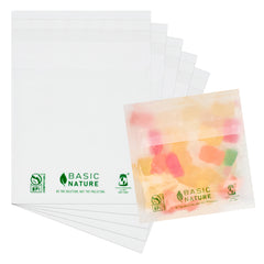 Basic Nature Translucent PLA Plastic / PBAT Lip and Tape Bag - Self-Sealing, Compostable - 4