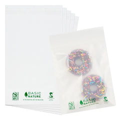 Basic Nature Translucent PLA Plastic / PBAT Lip and Tape Bag - Self-Sealing, Compostable - 9