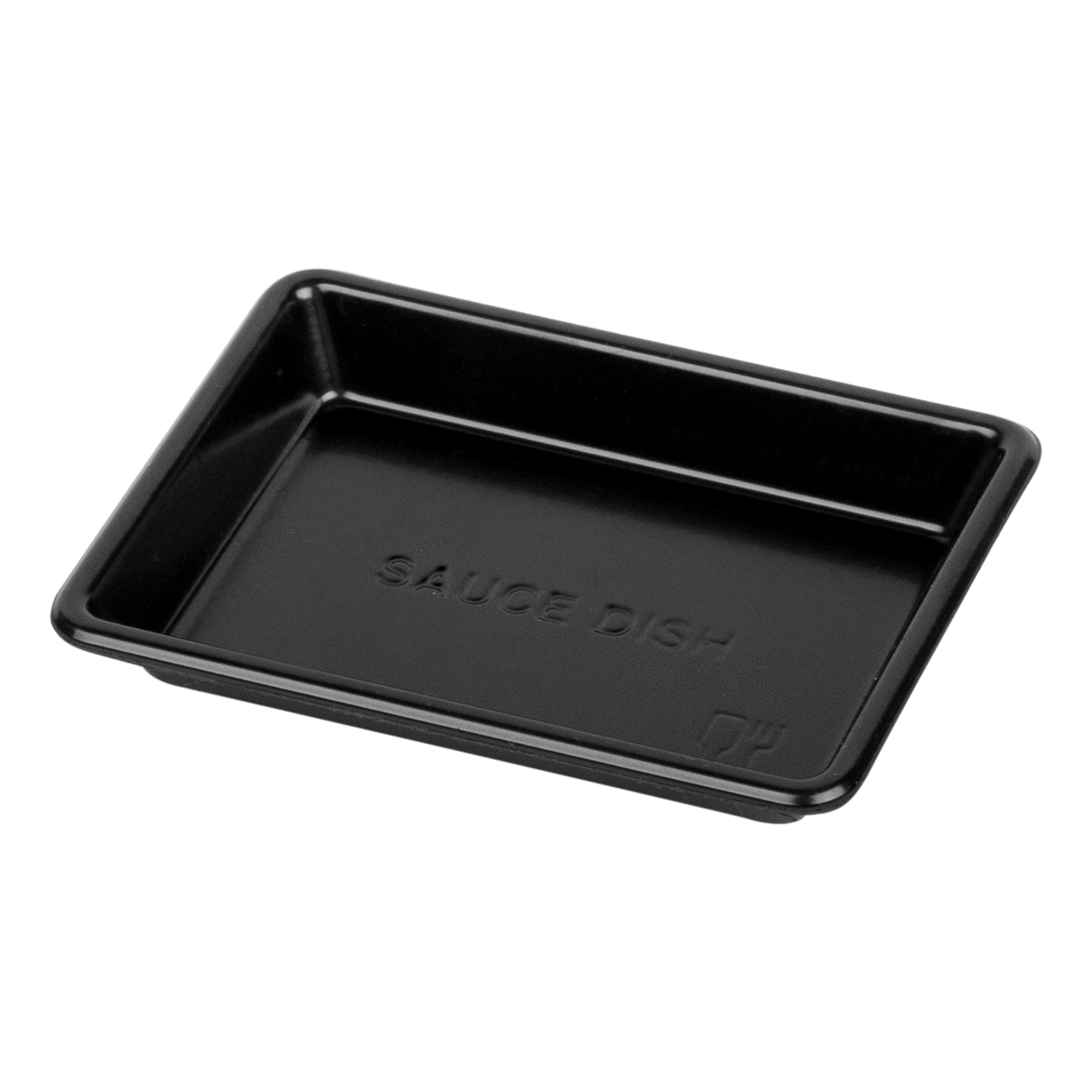 Bento Tek 1 oz Rectangle Black Plastic Sauce Dish - 3" x 2 1/4" - 1000 count box