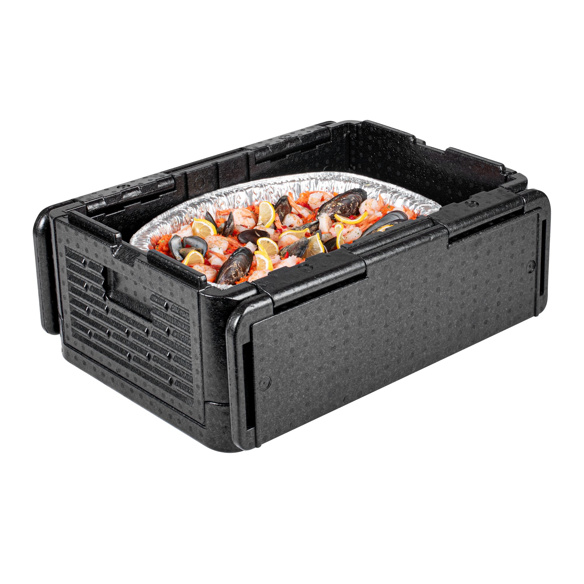 Cater Tek Black EPP Food Pan Carrier - Insulated, Top Loading, Collapsible - 23 1/2" x 16 1/4" x 10 1/4" - 1 count box