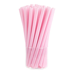 Basic Nature Pink PLA Plastic Extra Wide Boba Straw - Unwrapped, Compostable, Pointed - 9