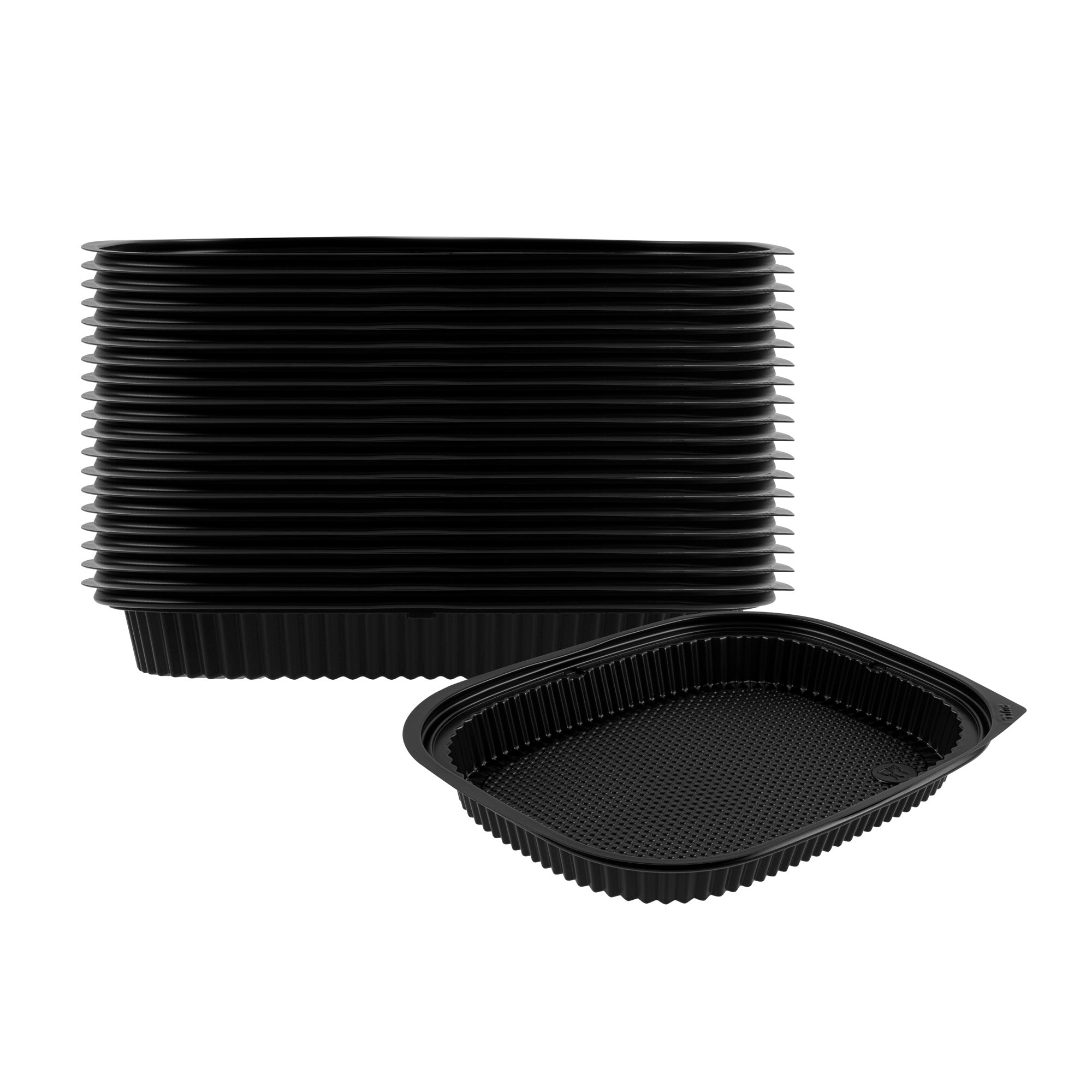 RW Base 59 oz Rectangle Black Plastic Food Container - Microwavable - 13 1/2" x 9 1/2" x 1 1/2" - 100 count box