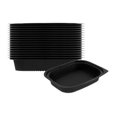 RW Base 88 oz Rectangle Black Plastic Food Container - Microwavable - 13 1/2