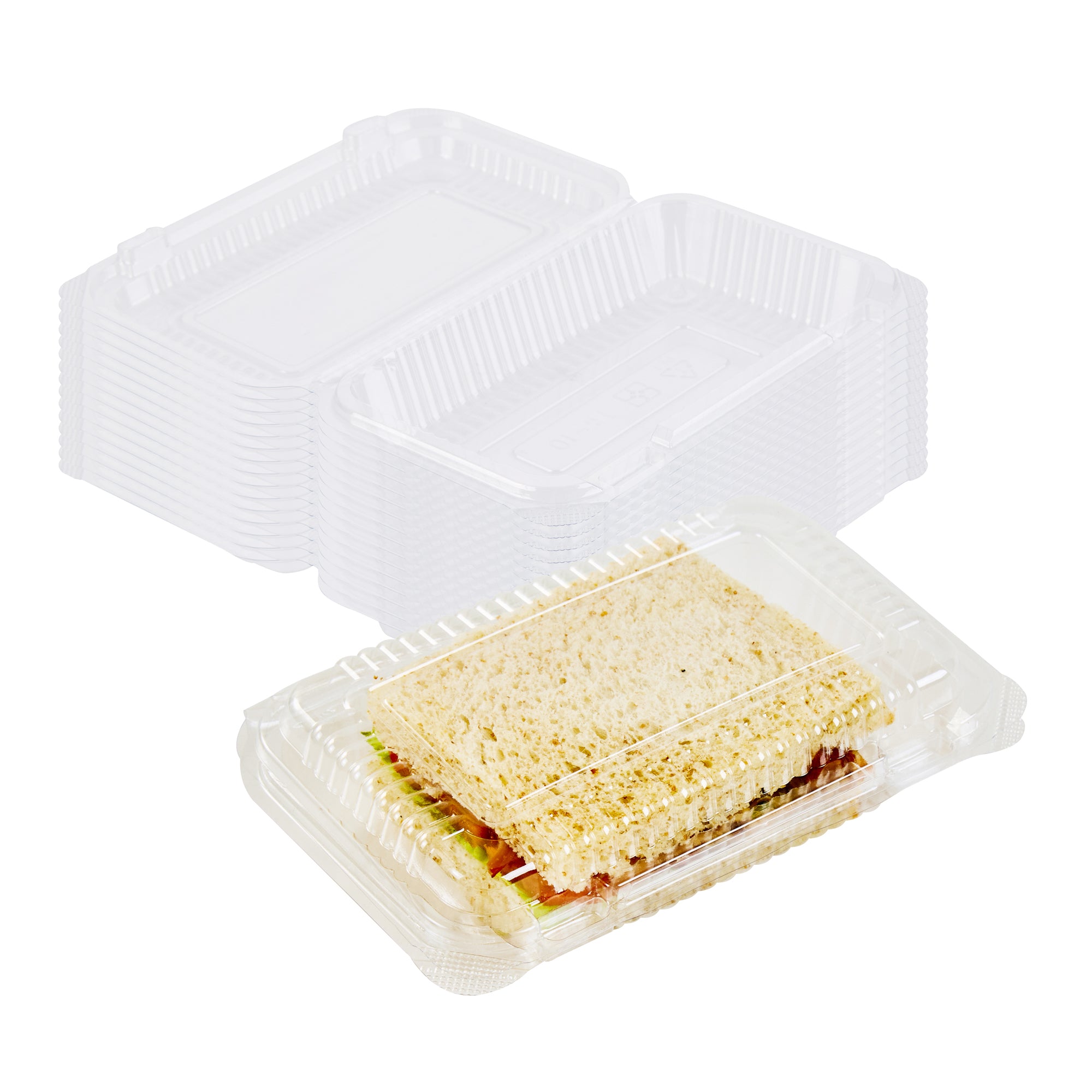 Thermo Tek Rectangle Clear Plastic Clamshell Container - 6" x 4" x 1 1/2" - 100 count box