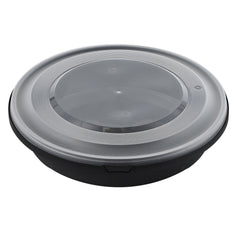 Cater Tek 51 oz Round Black Plastic Catering / Serving Bowl - with Clear Lid, Microwavable - 9 1/4