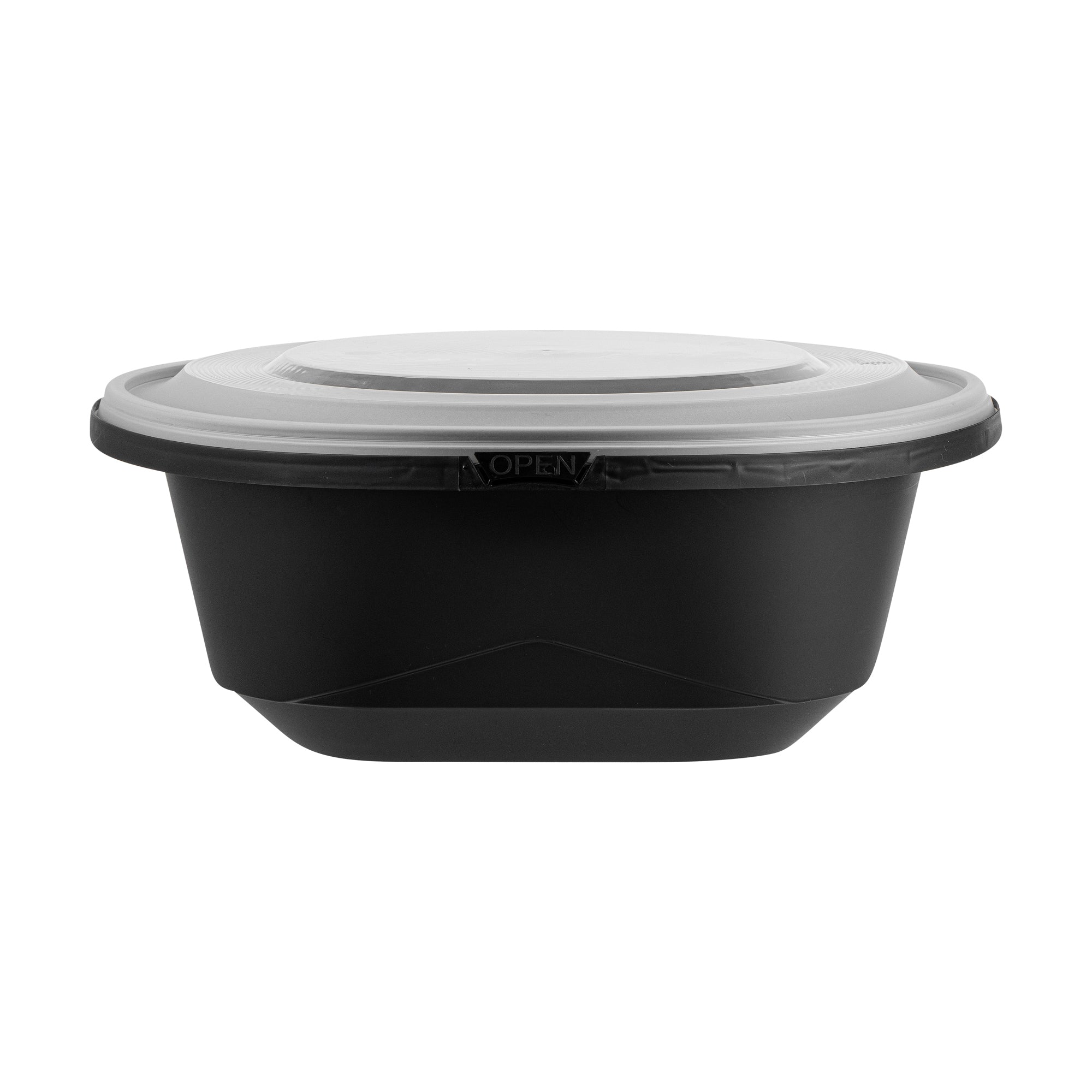 Cater Tek 85 oz Round Black Catering / Serving Bowl - with Clear Lid, Microwavable - 9 3/4" x 9 3/4" x 3 3/4" - 100 count box