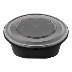 Cater Tek 85 oz Round Black Catering / Serving Bowl - with Clear Lid, Microwavable - 9 3/4