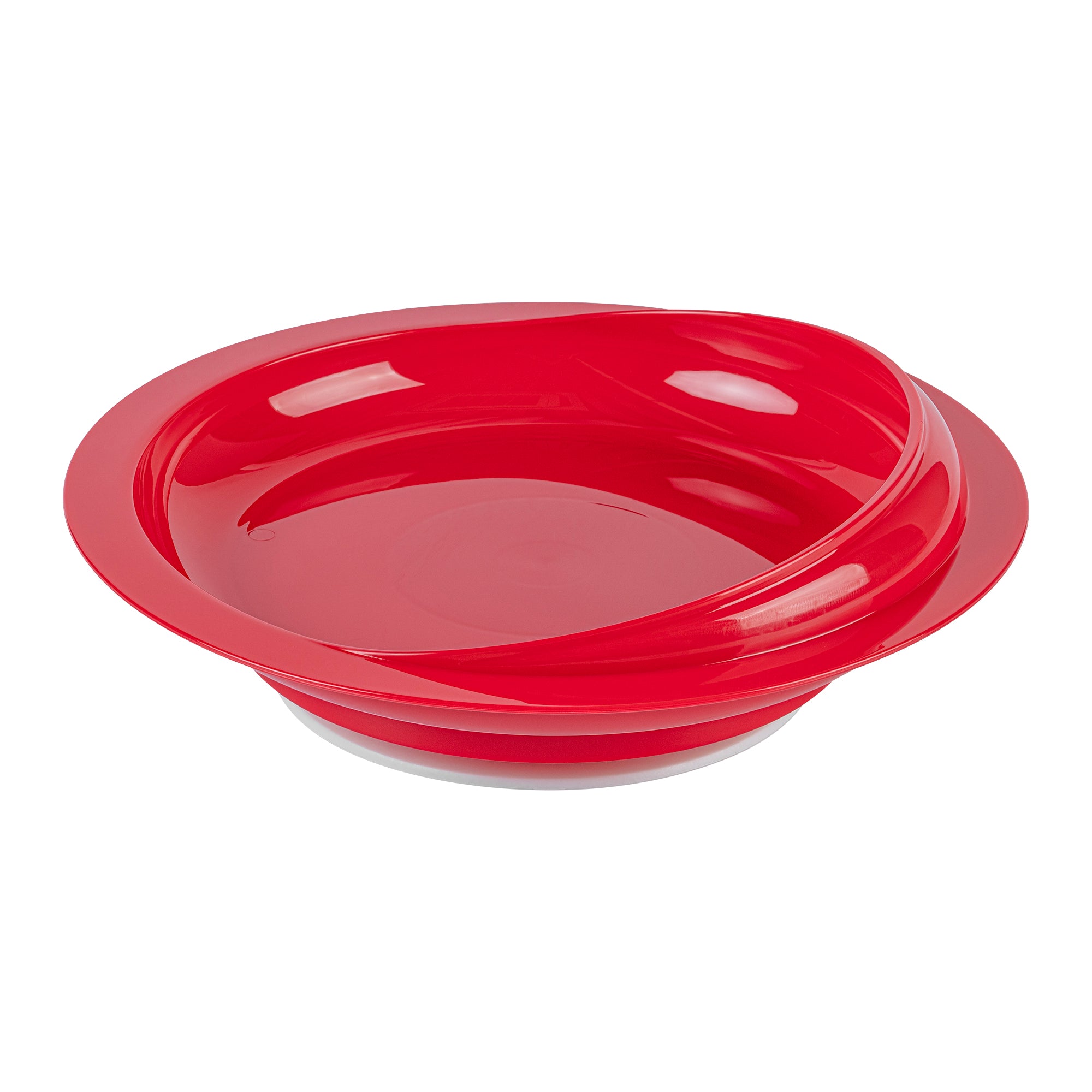 Adapt Tek Round Red Plastic Scoop Plate - Spillproof, with Suction Base - 9" x 9" x 2 1/4" - 20 count box