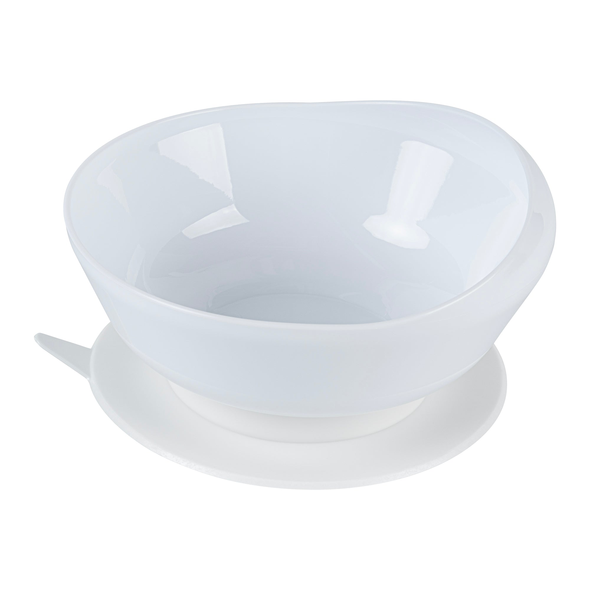 Adapt Tek 19 oz Round White Plastic Scoop Bowl - Spillproof, with Suction Base - 5 3/4" x 5 3/4" x 3" - 20 count box