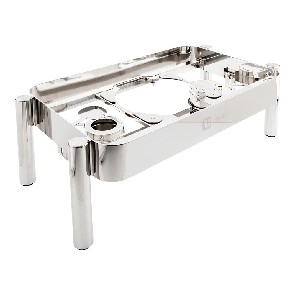 Met Lux Rectangle Stainless Steel Straight Leg Stand - Induction Ready, Fits Full Size Rectangle Chafer - 1 count box