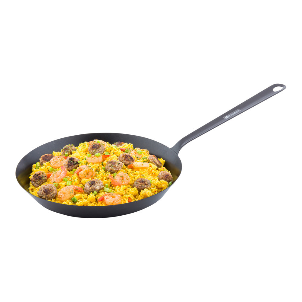 Met Lux Round Black Carbon Steel 12" Fry Pan - Non-Stick - 1 count box