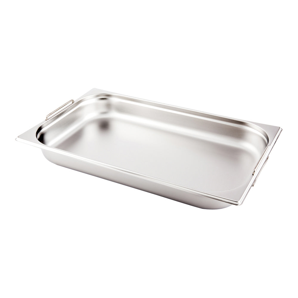 Met Lux Rectangle Stainless Steel Full Size Steam Table Pan 2.5 Inch Deep - Anti Jam, Collapsible Handles - 1 count box