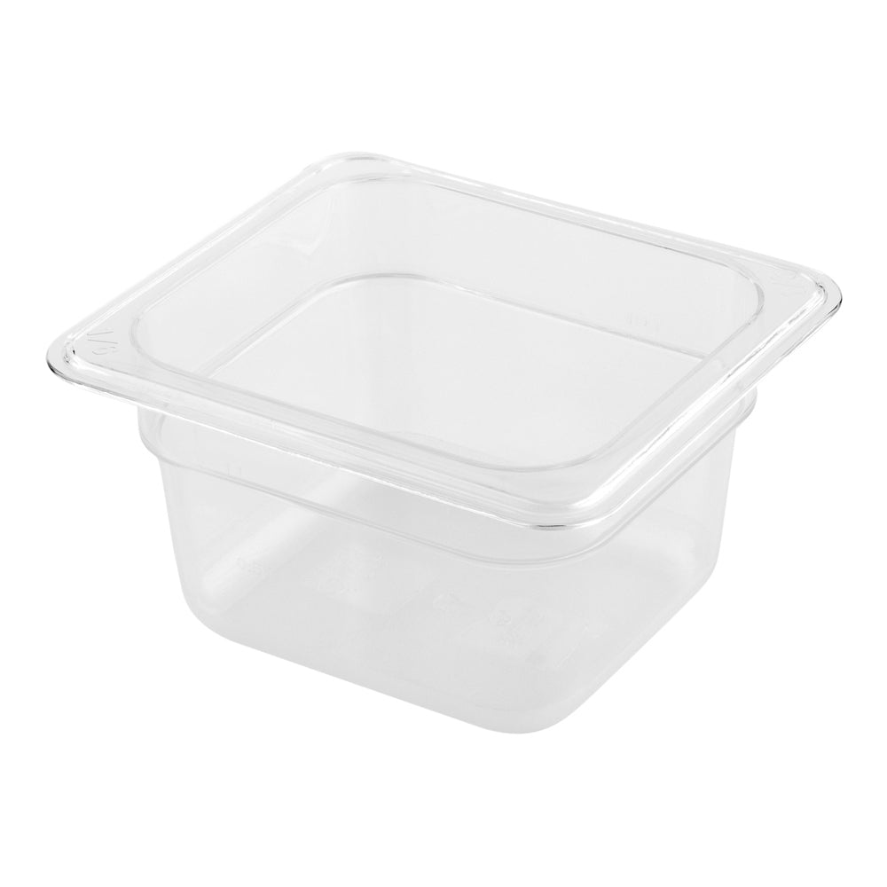 Met Lux Rectangle Clear Plastic 1/6 Size Cold Food Storage Container - 4" Depth - 10 count box