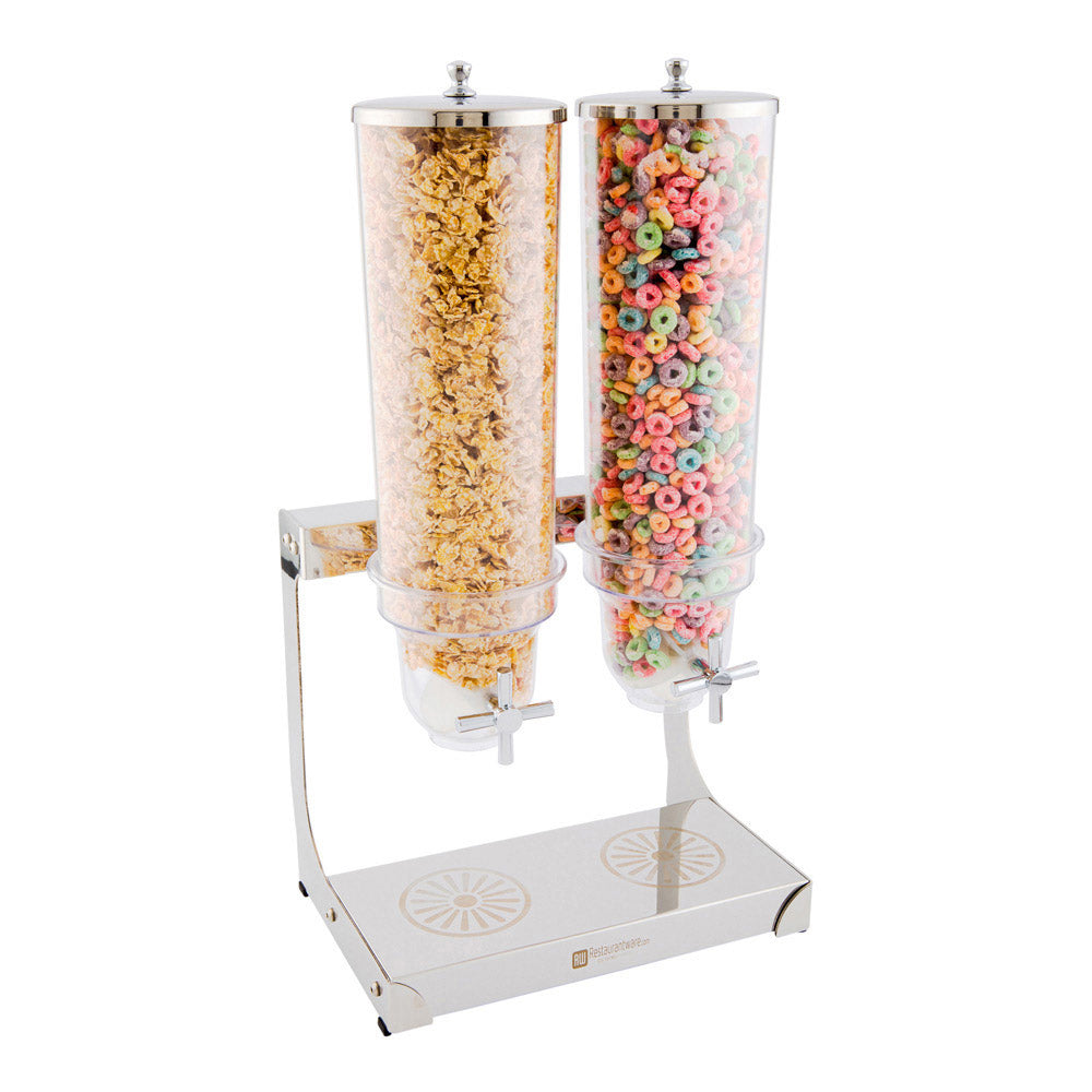 Met Lux 3L Stainless Steel Cereal Dispenser - 2 Compartments - 8" x 13" x 25" - 1 count box