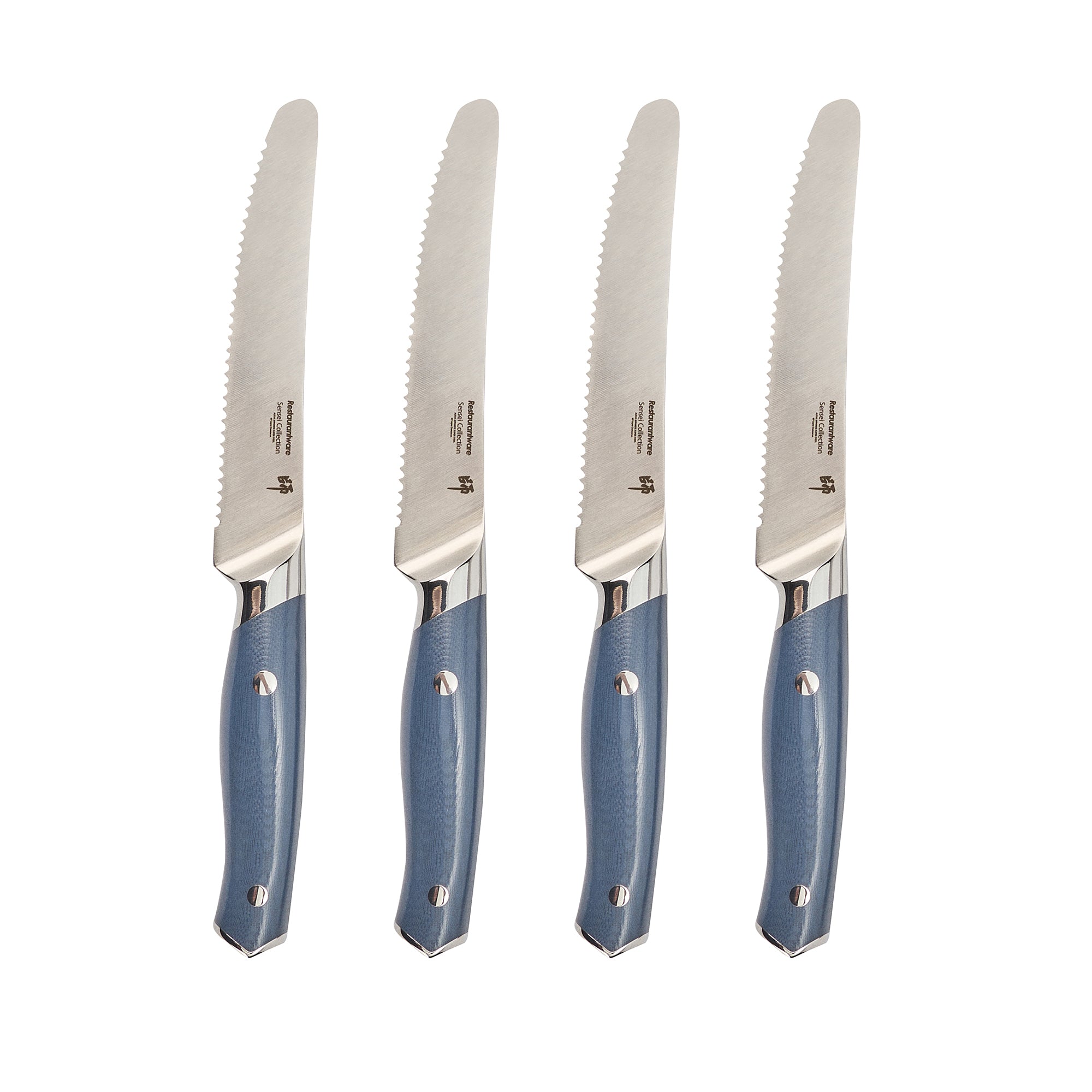 Sensei Blue Damascus Steel 5.5" Steak Knife - 4 count box