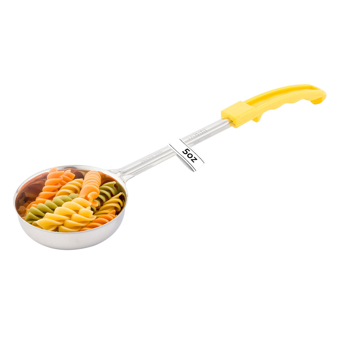 Met Lux 5 oz Stainless Steel Spoodle - Perforated, with Yellow Handle - 1 count box