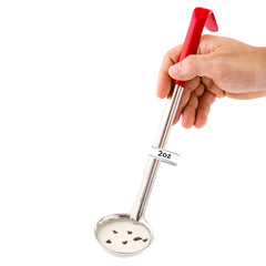 Met Lux 2 oz Stainless Steel Serving Ladle - with Red Handle - 11 3/4