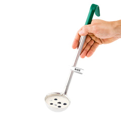 Met Lux 4 oz Stainless Steel Serving Ladle - with Green Handle - 13 3/4