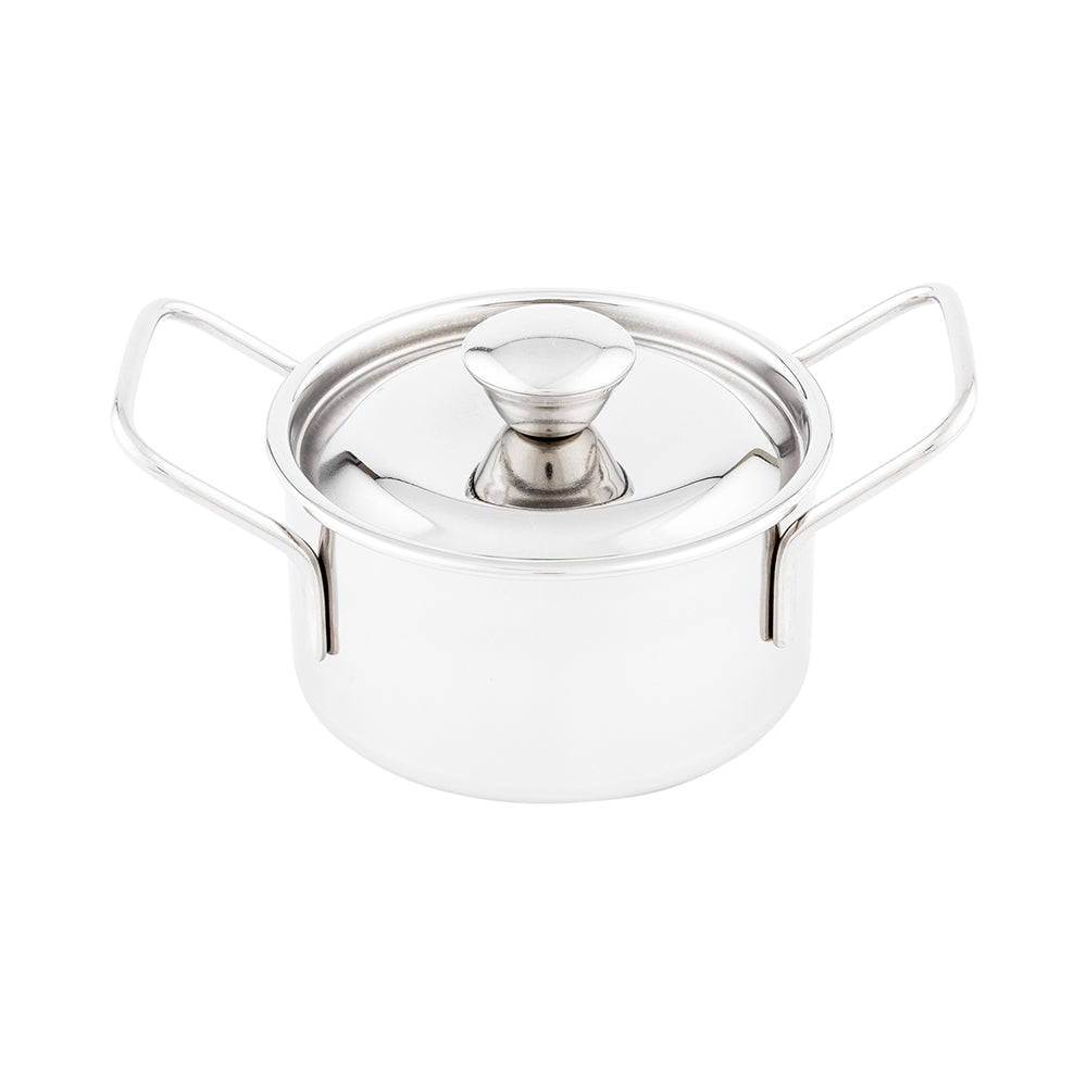 Met Lux 9 oz Stainless Steel Small Individual Casserole Pot - with Lid - 5 3/4" x 3" x 3 3/4" - 1 count box