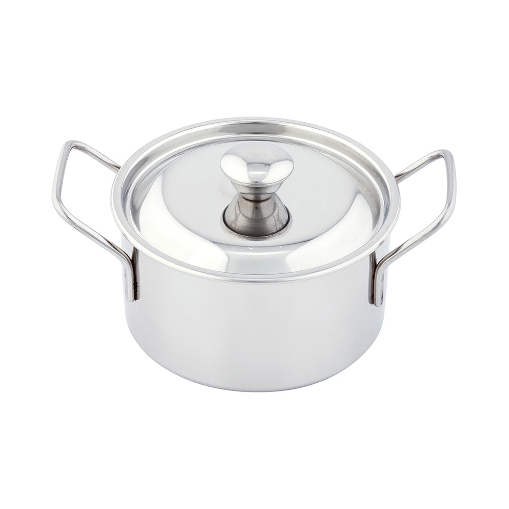 Met Lux 16 oz Stainless Steel Large Individual Casserole Pot - with Lid - 6 1/2" x 4 1/2" x 3" - 1 count box